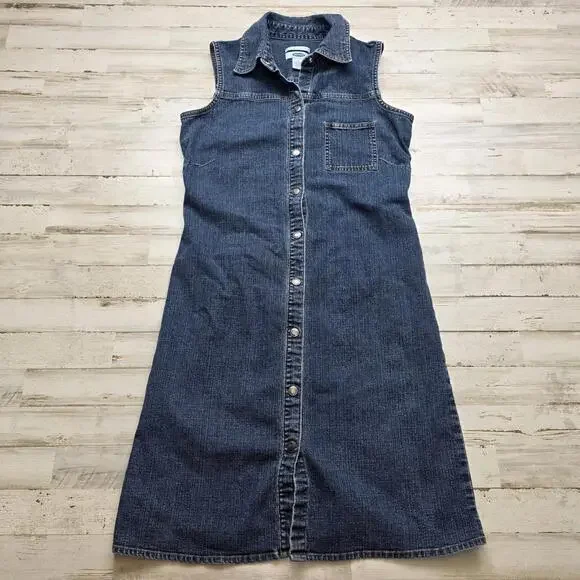 Old Navy Women’s Sleeveless Collared Denim Button Up Shirt Dress Sz 4 Cotton - Picture 1 of 6